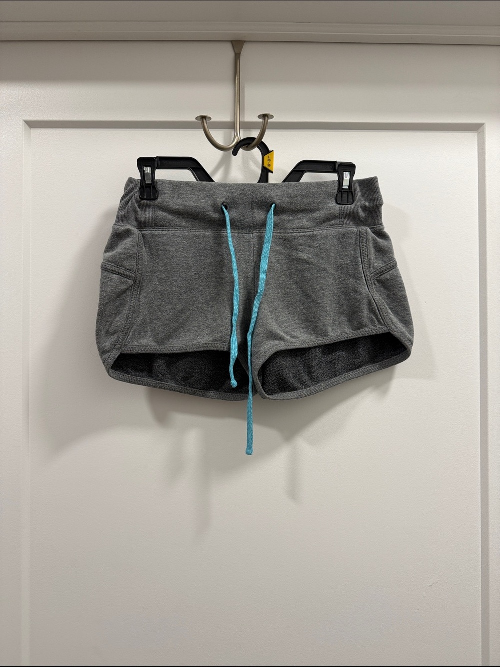 Zella Gray Athletic Shorts with Teal Drawstring